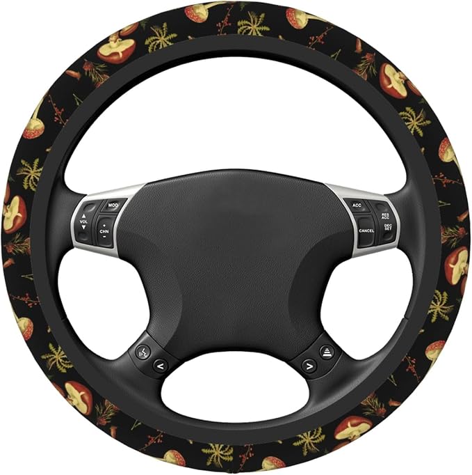 Mushroom nut Neoprene Steering Wheel Cover for Men Women Anti-Slip Elastic Steering Wheel Protective Cover 15in Universal Car Accessories Fit Cars, SUVs, Auto