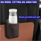 2PCS Large Cup Holder for Car Door - Clip On Vehicle Hanging Water Bottle Drink Holder Car Back Seat Pocket - Scratch-Resistant PU Leather Beverage Storage Organizer for Cars Trucks (Brown)