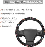 Universal Automotive Steering Wheel Covers Fit 14 to 15 inch | Ghost Face Star Print, Easy Fix Machine Washable Steering Wheel Protection for All Season