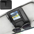 Car Sun Visor Organizer, PU Leather Vehicle Visor Document Storage Pocket for Sunglass Card Pen, Multifunctional Automotive Interior Holder Accessories, Universal Fit (Black)