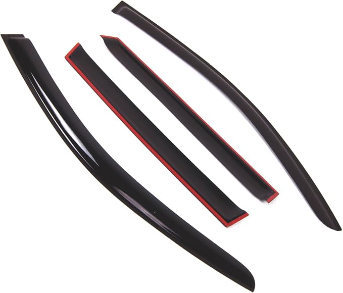WD2-748 Dark Smoke 4 Pcs Set Window Visor (Outside Mount) Deflector Rain Guard Compatible with 2010-2016 Volkswagen Touareg