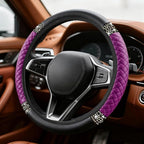 Bling Soft Leather Steering Wheel Cover, Steering Wheel Protector, 15 Inch Rhinestones Car Elastic Protector with Crystal Diamond for Women Girls, Car Accessory for Vehicles (Purple)