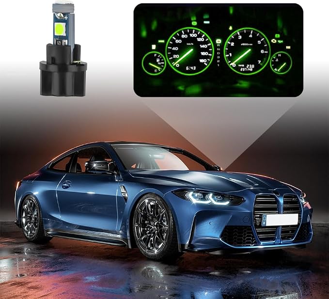 20PCS Car LED Dash Lights - Super Bright Instrument Cluster Light Bulbs with T5 37 74 LED Bulbs & Twist Lock Socket - Universal 12V L-ED Lights for Car Interior Accessories (Green)