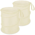 Car Trash Can, 2 Packs Mini Car Garbage Can, Collapsible Trash Bin | Pop-Up Trash Can for Car Front Back Seat, Portable Car Trash Bag Hanging for Vehicle SUV Rv Truck Accessories Interior, Beige