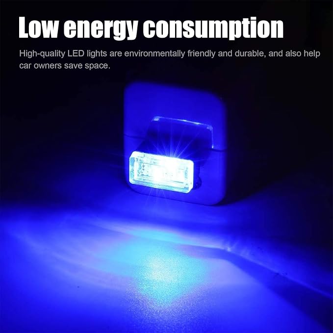 4 PCS USB LED Car Interior Atmosphere Lamp, Portable Mini LED Night Light, Plug-in USB Interface Trunk Ambient Lighting Kit, Universal Car Interior Accessories (Blue)