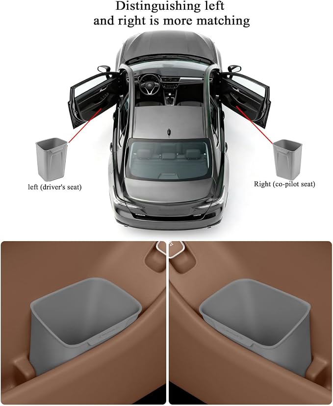 Car Interior Storage Box, Black Silicone Door Side Organizer with Umbrella Holder and Trash Can, Vehicle Accessory (Grey)