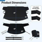 All Wrapped Car Windshield Snow Cover, 600D Oxford Front & Rear Ice Frost Protectors with Side Mirror Covers & Storage Bags, All Weather Windscreen Cover for Most SUVs, Vans & Trucks