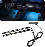 Car LED Strip Light, 24 LED RGB Auto Under Dash Interior Atmosphere Lights, Cigarette Lighter Decorative Lamp Ambient Night Light, Universal Lighting Kit Car Accessories (Ice Blue)