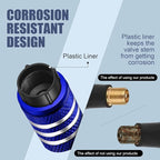 Tire Valve Stem Cap Cover - (5 Pack) Tire Air Caps Metal with Plastic Liner Corrosion Resistant Leak-Proof Snow Snowflake for Car Motorcycle Bike Blue