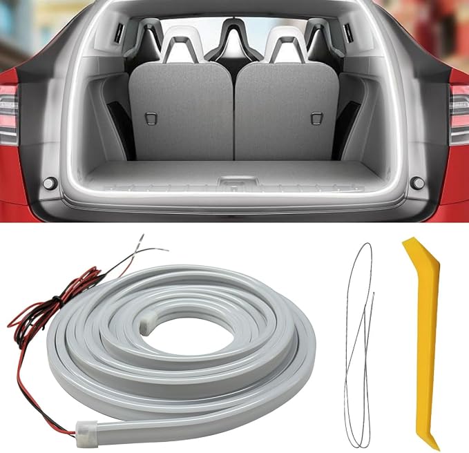YoRise Car Trunk Light Strip, 157.48" Universal Flexible Auto Interior LED Lamp Strip Decoration, Waterproof Vehicle Trunk Ambient Lighting Accessories for Car SUV (White)