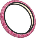 Pink Leopard Print Steering Wheel Cover for Women, Universal 15 Inch Fit, Thickened Neoprene Non-Slip Car Wheel Protector, Stylish Car Interior Accessories for Auto SUV Truck, Breathable & Durable