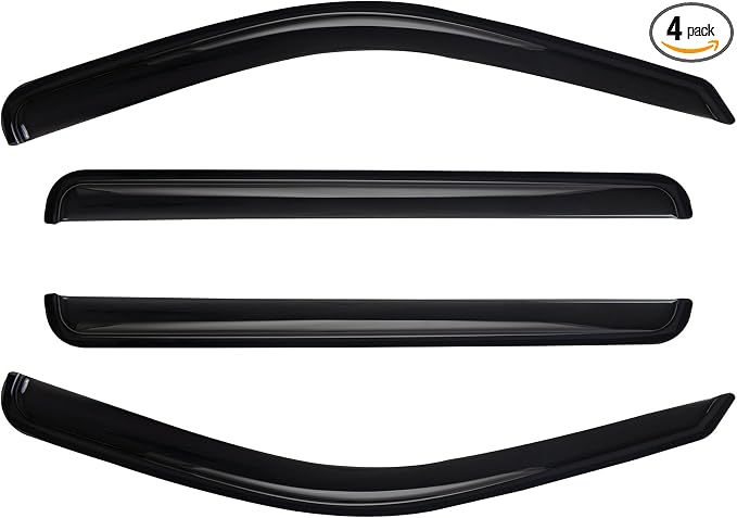 4pcs Smoke Tint Sun Rain Guard Vent Window Visors Compatible with 2022-2025 Toyota Tundra CrewMax Cab with 4 Full Size Doors, Outside Mount Tape On Style Acrylic Set of 4 Front+Rear