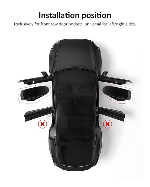 for New Tesla Model Y Juniper 2026 Front Door Pocket Insert Trash Can, Model Y Accessories Side Door Storage Organizer 2PCS TPE