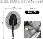 2 PCS Car Dash Duster Brush, Super Soft Microfiber Multi-Functional Car Cleaning Brush, Scratch Free Dash Dusting Tool with a Anti-Skid Handle for Vehicle Home Kitchen Cleaning (Gray)