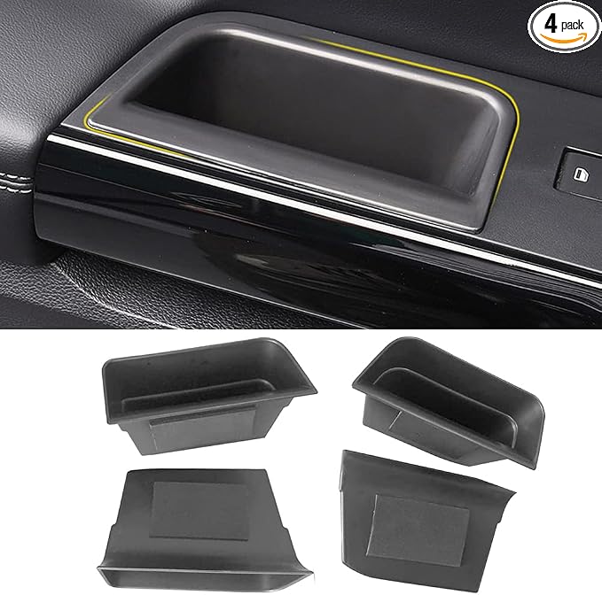 4PCS Door Grab Tray Door Organizer Compatible with Ford Explorer 2020 2021 2022 2023 2024 2025 Armrest Phone Container Handle Insert ABS Tray Storage Box Glove Pallet