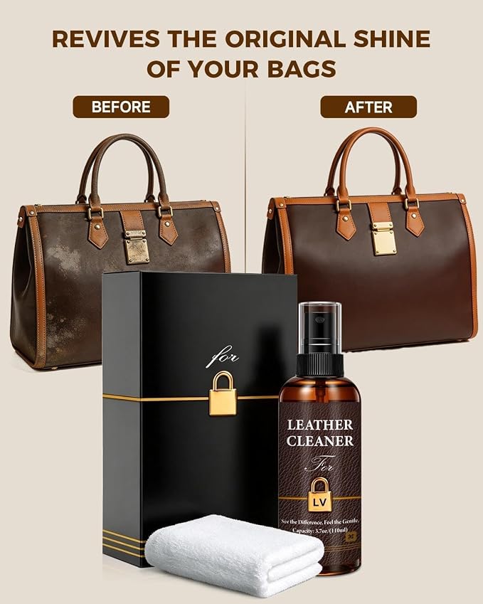 Leather Cleaner Set for Louis Vuitton, Powerful Stain Removal with Gentle Care, Cleaning Kit for LV Handbags, Wallets, Purses and Other Luxury Bags