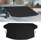 Car Front Windshield Snow Ice Cover, Oxford Waterproof Auto Sun Shade, 74'' × 66'' Vehicle Windproof Protect Cover, Winter Frost Automotive Exterior Accessories for SUV, Sedan, Truck (Front)