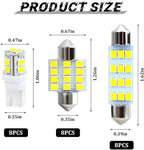 24PCS LED Interior Car Lights, T10 31mm 41mm Dome Bulb Kit, White | 194 168 2825 DE3175 578 sockets, alloy PCB, output for map trunk license tag, plug in, automotive accessories