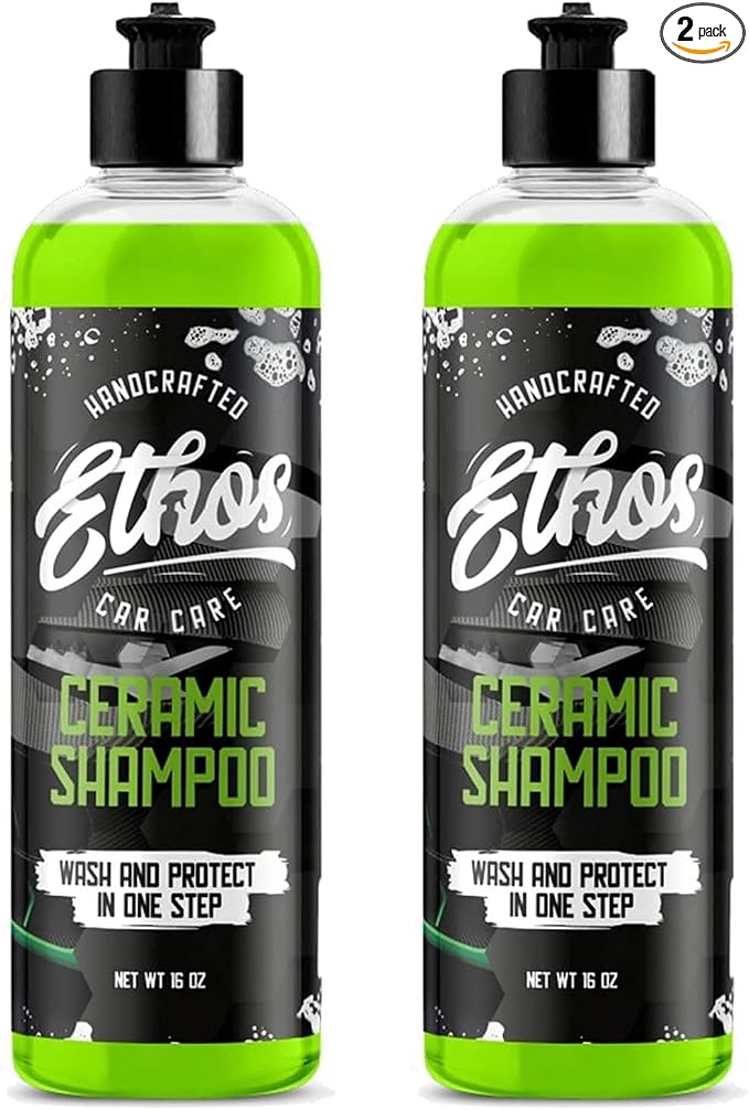 Ceramic Car Shampoo - Slick Car Wash Soap for Ceramic Coatings - pH-Balanced Car Wash Shampoo - Adds Hydrophobic Protection | Enhances Coatings, Waxes or Sealants | Incredible Shine (16oz - 2 Pack)