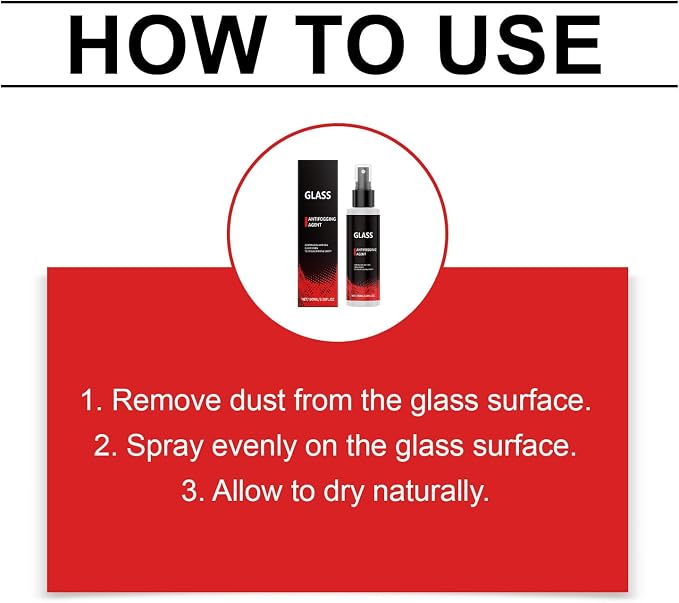 Car Glass Anti Fog Spray - Instant Automotive Defogger for Clear Visibility, Portable Glass Cleaner with Fast Fog Removal, Protective Coating for Driving, Shower Doors, Rainy Conditions