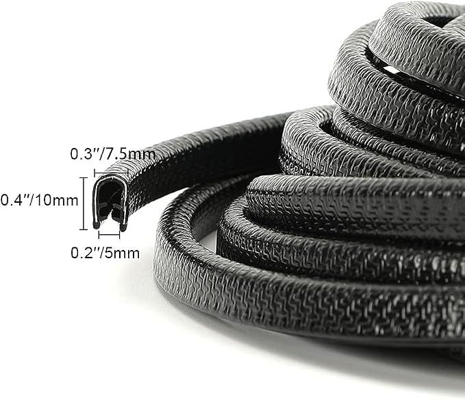 16.4ft (5m) Car Door Edge Guards Black – Rubber, No Glue, U-Shaped, Built-in Metal Clips, Fits Most Vehicles, Fade-Resistant, Scratch- and Chip-Resistant – Reduces Dings in Parking Lots