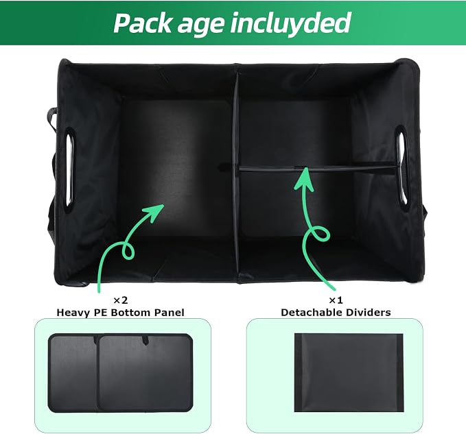 Car Trunk Organizer, 75L Large Capacity Waterproof Auto Storage with Non-Slip Bottom Strips, Collapsible Cargo Organizer for Suv, Truck, Sedan, Portable Car Accessories for Women Men(Grey)