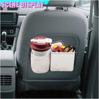 Car Side Door Organizer, Leather Auto Back Seat Storage Pouch with Cup Holder, Car Console Side Trash Can, Universal Vehicle Interior Organizer Pocket for Phone, Coin, Sunglasses (White)