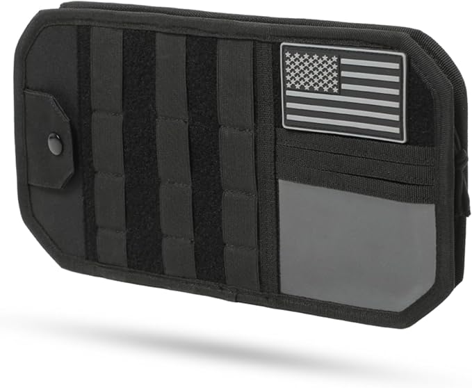 molle Tactical Sun Visor Organizer car Zipper Storage Pouch & Glasses Clip | Police Tactical Visor Molle Panel Interior Vehicle pocket Accessories for Truck Suv Police Car Gear Supplies (Black)