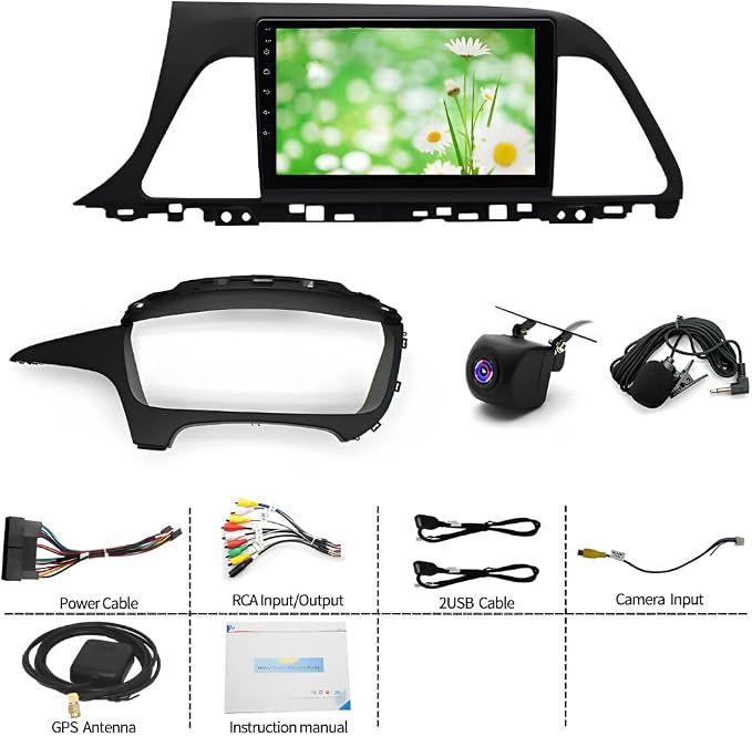 Car Radio for Hyundai Sonata 2015 2016 2017 with Wireless CarPlay Android Auto, 9 Inch Touch Screen Stereo for Hyundai Sonata WiFi GPS Navigation Bluetooth AHD Backup Camera-2+32GB