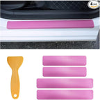 4 PCS Car Door Sill Protectors, Anti Scratch Carbon Fiber Auto Threshold Cover Strips, Decorative Door Entry Edge Scuff Sticker Universal for Most Vehicles, Car Accessories (Pink 3D)