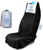 1PC Waterproof Towel Car Seat Cover - 525g Heavy Duty 3-Layer Microfiber Sweat Protector for Bucket Seats - Non-Slip Machine Washable Universal Fit for Gym, Yoga, Beach, Pets & Outdoors-Black