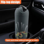 Car Trash Can with Flip Lid, Mini Portable Silicone Auto Cup Holder Garbage Bin, Leakproof Vehicle Trash Storage, Universal Car Accessories for SUV Truck Van Home Office(Gray)