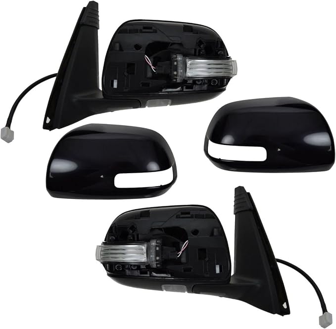 2 Piece Driver and Passenger Side Mirror Assembly Set Electric Adjustment Heated No Memory Puddle Light Black Compatible with 2010-2013 Toyota 4Runner TO1320263 TO1321263