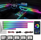 Dreamcolor Acrylic Interior Car Lights, Car Accessories 6 in 1 Car LED Strip Lights with APP Control and 213 Modes, 175 inches 593 LEDs Fiber Optic Lights, RGB Neon Light Kits