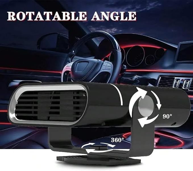 Car Cool Fan & Heater Defroster 12V 150W 2-in-1 Portable Car Fan 360° Rotatable Fast Heating in Winter Cool Breeze in Summer Windshield Defogger with Air Purification for Auto SUV Truck