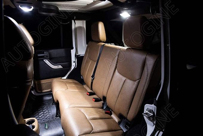 6 Piece CANBUS LED Interior Light Kit for Jeep Wrangler JK 4-Door 2007 2008 2009 2010 2011 2012 2013 2014 2015 2016 2017 2018 Super Bright 6000K White LED Bulbs Package + Install Tool