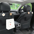 4PCS Car Headrest Hooks, Cute Flower Vehicle Seat Organizer Hooks for Purses and Bags, Portable Automotive Purse Hanger Holder Decoration, Universal for SUV, Sedan, Truck (Beige/Brown)