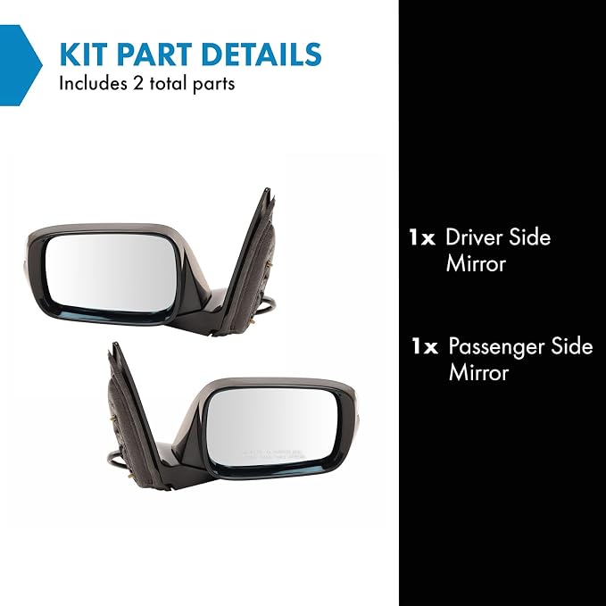2 Piece Driver and Passenger Side Mirror Assembly Set Electric Adjustment Heated Memory Black Compatible with 2007-2009 Acura MDX AC1320112 AC1321112