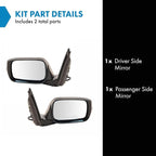 2 Piece Driver and Passenger Side Mirror Assembly Set Electric Adjustment Heated Memory Black Compatible with 2007-2009 Acura MDX AC1320112 AC1321112