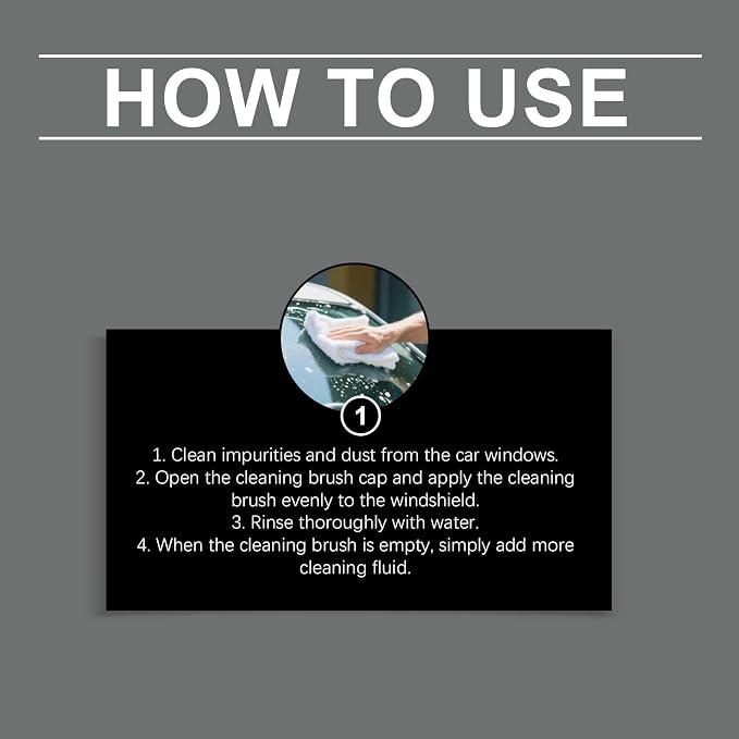 Car Windshield Oil Film Remover Set, Automotive Oil Film Cleaning Brush with Refill Liquid, Glass Cleaning Board, Anti-Rain Fog, Easy to Use for Car Windows & Rearview Mirrors, Long-Lasting Clean