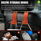 2PCS Car Seat Headrest Hooks, Purse Hook for Car, Automotive Headrest Handbags Holder, Auto Accessories Leather Seatback Organizer Hanger for Hanging Purses Bags Coats (Orange, 2PCS)