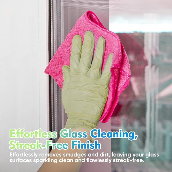 Microfiber Cleaning Cloth 20 Pack 11.5 x 11.5 Inch Microfiber Towels for Cars Ultra Absorbent Cleaning Rags Lint Free Cleaning Towels for Household Kitchen, Window Car Pink