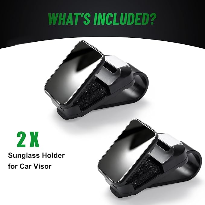 2 Pack Sunglasses Holder for Car, One-Handed-Operation Visor Sunglass Holder Clip, Easy Access Storage for Driving,Universal Fits (Black)