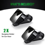 2 Pack Sunglasses Holder for Car, One-Handed-Operation Visor Sunglass Holder Clip, Easy Access Storage for Driving,Universal Fits (Black)