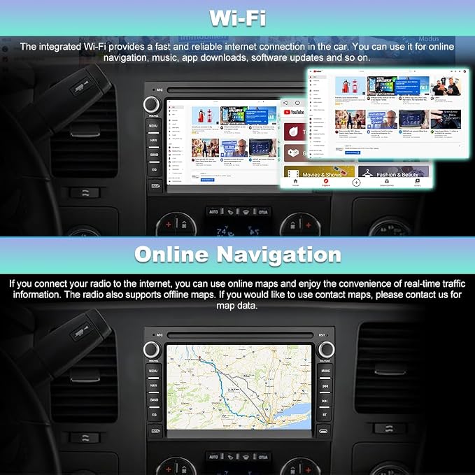Car Radio for Chevrolet Chevy Silverado GMC Sierra Yukon 2007-2013 Android 13 GPS Navigation 2GB+32GB with 7 inch Touch Screen CarPlay Android Auto Bluetooth SWC