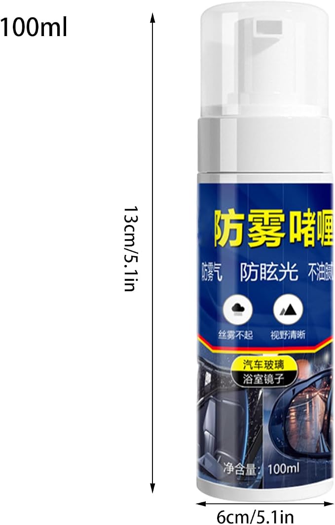 Anti Fog Spray for Car Windshield 100ml Solution Fogging Improves Driving | Waterproof Defogger Spray for Car Windshield Window Rearview Mirror Bathroom Mirror Goggles