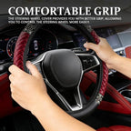 Bling Soft Leather Steering Wheel Cover, Steering Wheel Protector, 15 Inch Rhinestones Car Elastic Protector with Crystal Diamond for Women Girls, Car Accessory for Vehicles (Wine Red)