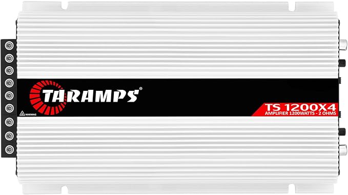 TS 1200x4 Amplifier Car Audio 1200W RMS 2 Ohms 4 Channels 2 Bridged Channels, Full Range Crossover Fixed RCA/Wire Input - Multichannel Class D