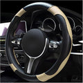 Car Steering Wheel Cover, 15 Inch Leather Breathable Auto Steering Wheel Protector, Comfortable Non-Slip Vehicle Steering Wheel Covers, Universal Car Accessories (Beige, with Lining)