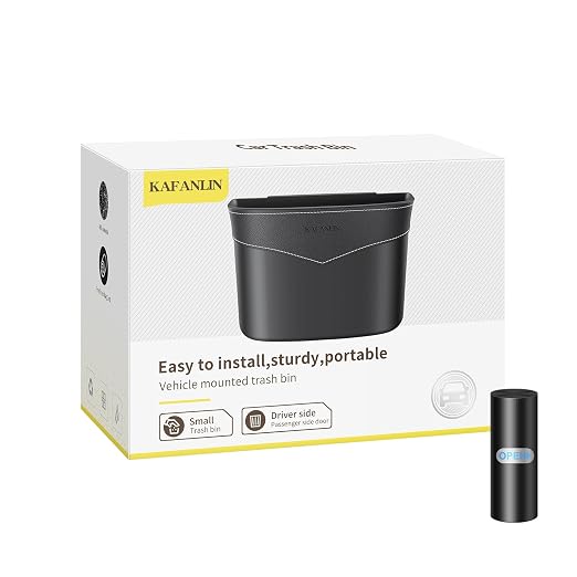 Car Trash Can Mini Trash Bin Garbage Organizer with Plastic Trash Bag Automotive Small Garbage Bin for Home Office Auto Vehicle Car Door Front Back Seat Storage Accessories Glovebox Trash Can